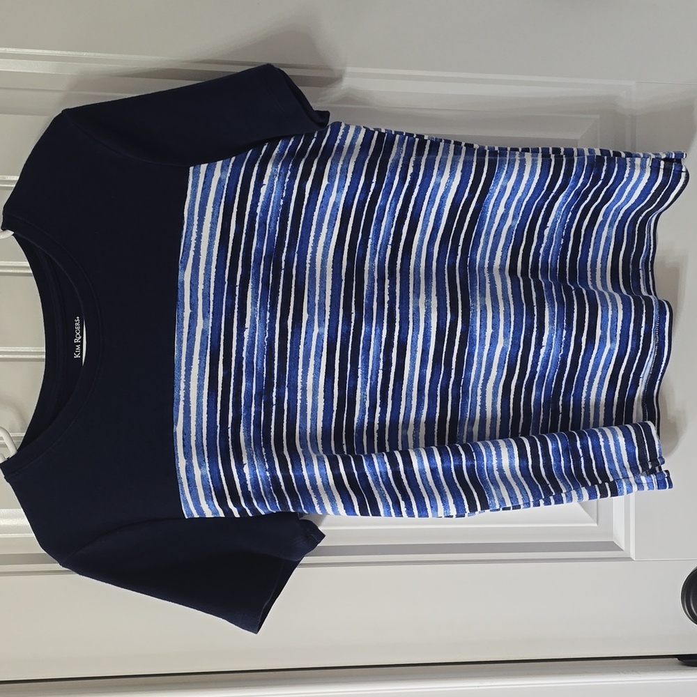 5 For 25 Kim Roger's Women's Blue Short Sleeve Tee Small